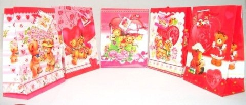 Torba papierowa 12 x 15 cm misie serce 12szt. 1667 Torba papierowa 12 x 15 cm misie serce 12szt. 1667