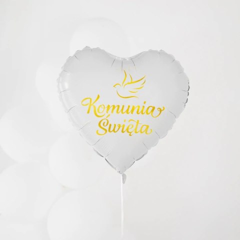 Balon foliowy biały serce Komunia Święta Gołąbek 45 cm 127582 Balon foliowy biały serce Komunia Święta Gołąbek 45 cm 127582