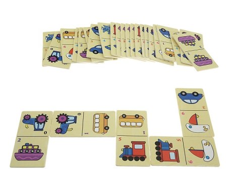 Domino obrazkowe, drewniane, pojazdy 15x8,5x4cm Domino obrazkowe, drewniane, pojazdy 15x8,5x4cm
