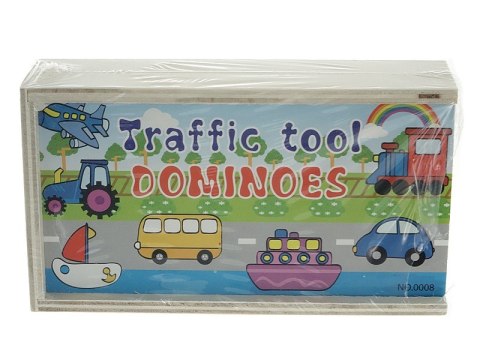 Domino obrazkowe, drewniane, pojazdy 15x8,5x4cm Domino obrazkowe, drewniane, pojazdy 15x8,5x4cm