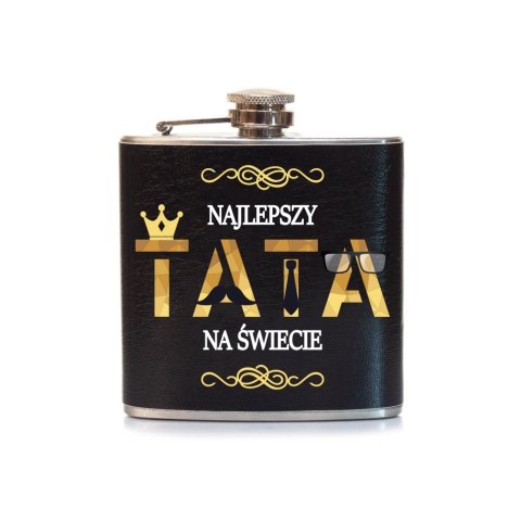 Piersiówka ze stali nierdzewnej z napisem "Najlepszy Tata na świecie"- eco skóra, nadruk uv DIL-P-PIERSIÓWKA-106 Piersiówka ze stali nierdzewnej z napisem "Najlepszy Tata na świecie"- eco skóra, nadruk uv DIL-P-PIERSIÓWKA-106