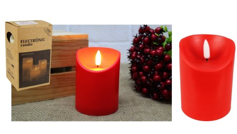 Świeca led na baterie z płomieniem gładka CZERWONA 12,5x7,5cm | GAO-101B Świeca led na baterie z płomieniem gładka CZERWONA 12,5x7,5cm | GAO-101B