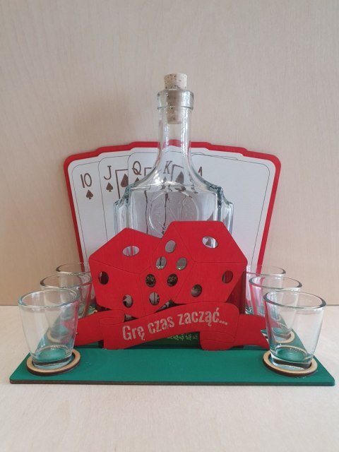 Stojak karafka + kieliszki karty Stojak karafka + kieliszki karty