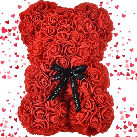 Miś z płatków róż prezent duży pudełko rose XL 25cm | 01903 Miś z płatków róż prezent duży pudełko rose XL 25cm | 01903