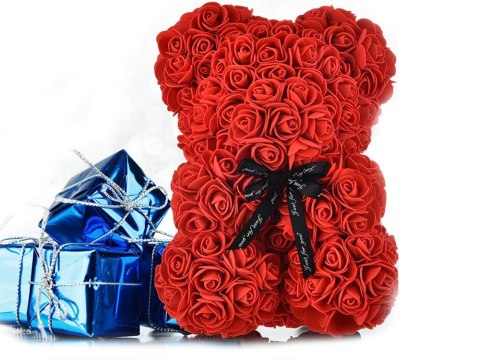 Miś z płatków róż prezent duży pudełko rose XL 25cm | 01903 Miś z płatków róż prezent duży pudełko rose XL 25cm | 01903