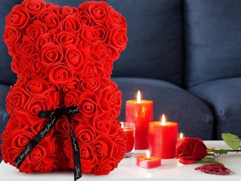 Miś z płatków róż prezent duży pudełko rose XL 25cm | 01903 Miś z płatków róż prezent duży pudełko rose XL 25cm | 01903