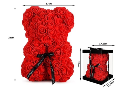 Miś z płatków róż prezent duży pudełko rose XL 25cm | 01903 Miś z płatków róż prezent duży pudełko rose XL 25cm | 01903