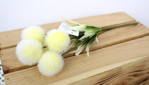 Bukiet 5szt. futrzane kulki ping pong 5 kwiatów, łodyga 25 cm ECRU LAN-102A Bukiet 5szt. futrzane kulki ping pong 5 kwiatów, łodyga 25 cm ECRU LAN-102A