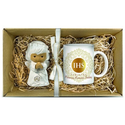 Komplet w pudełku kubek 330ml + aniołek 12cm IHS KOMUNIA ŚW Komplet w pudełku kubek 330ml + aniołek 12cm IHS KOMUNIA ŚW
