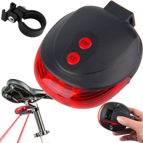 Lampka rowerowa tylna laserowa 5 led laser linia oświetlenie tylne drogi 14498 Lampka rowerowa tylna laserowa 5 led laser linia oświetlenie tylne drogi 14498