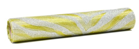 Materiał złoty zdobiony brokatem srebrnym SRB-2983 Materiał złoty zdobiony brokatem srebrnym SRB-2983