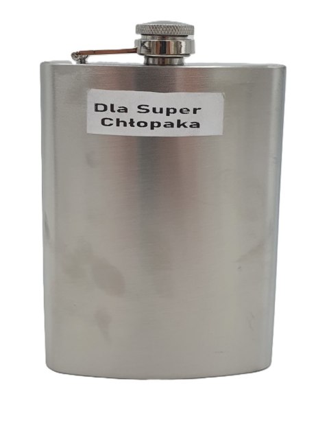 Piersiówka metalowa nierdzewna 240ml z napisem Dla Super Chłopaka XJ4265 Piersiówka metalowa nierdzewna 240ml z napisem Dla Super Chłopaka XJ4265