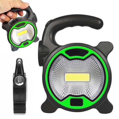 Mocna lampa latarka warsztatowa led cob z uchwytem halogen na baterie 11303_Z Mocna lampa latarka warsztatowa led cob z uchwytem halogen na baterie 11303_Z