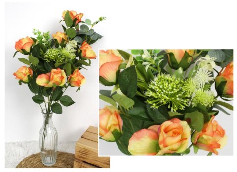 Bukiet RÓŻA z czosnkiem wys. 55 cm 7 róż (8x6 cm) z dodatkami POMARAŃCZOWA WT-162B Bukiet RÓŻA z czosnkiem wys. 55 cm 7 róż (8x6 cm) z dodatkami POMARAŃCZOWA WT-162B