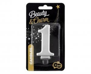 Świeczka B&C cyferka 1 metalik srebrna 8,0 cm PF-SCS1 Świeczka B&C cyferka 1 metalik srebrna 8,0 cm PF-SCS1
