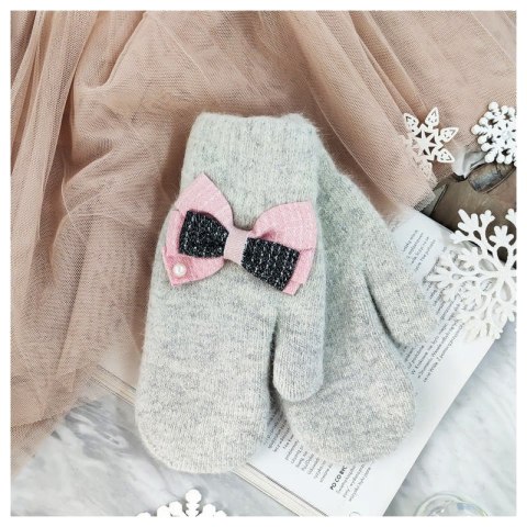 RĘKAWICZKI CUTE KOKARDKI SZARE REK133 RĘKAWICZKI CUTE KOKARDKI SZARE REK133