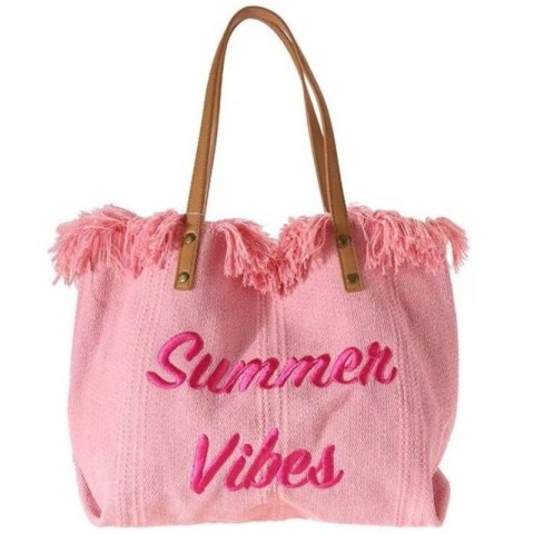 TORBA PLAŻOWA BOHO Z frędzlami róż TP11R TORBA PLAŻOWA BOHO Z frędzlami róż TP11R