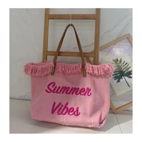 TORBA PLAŻOWA BOHO Z frędzlami róż TP11R TORBA PLAŻOWA BOHO Z frędzlami róż TP11R