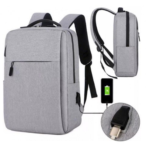 Plecak na laptopa sportowy USB szary PL154SZ Plecak na laptopa sportowy USB szary PL154SZ
