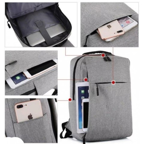 Plecak na laptopa sportowy USB szary PL154SZ Plecak na laptopa sportowy USB szary PL154SZ
