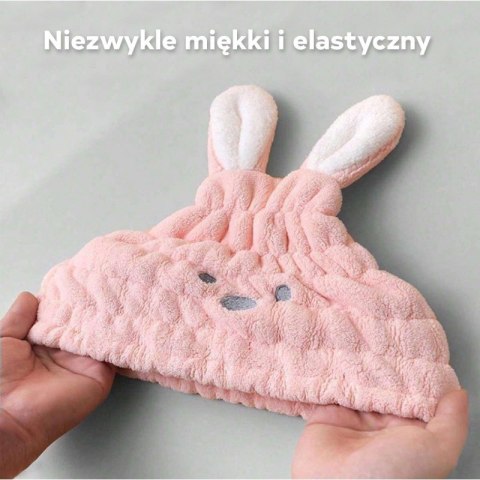 Ręcznik turban na włosy szybkoschnący - niebieski króliczek REC55WZ2 Ręcznik turban na włosy szybkoschnący - niebieski króliczek REC55WZ2