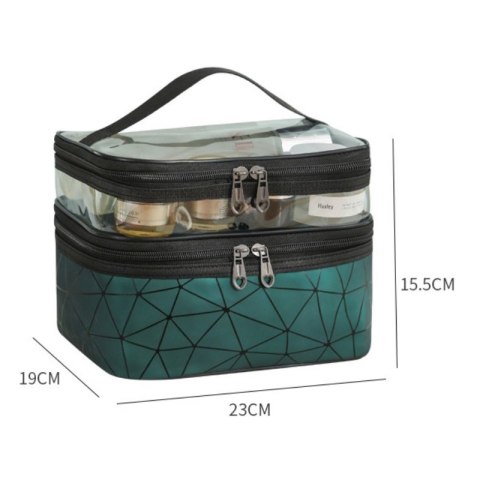 Kosmetyczka rozkładana geometryczna różowa 23x15,5x9cm KS35WZ2 Kosmetyczka rozkładana geometryczna różowa 23x15,5x9cm KS35WZ2