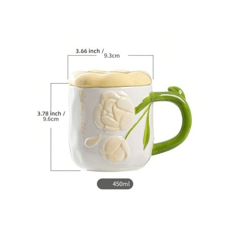 Perłowy Kubek z Pokrywką 450 ml Róże + Pudełko na Prezent KB02R Perłowy Kubek z Pokrywką 450 ml Róże + Pudełko na Prezent KB02R