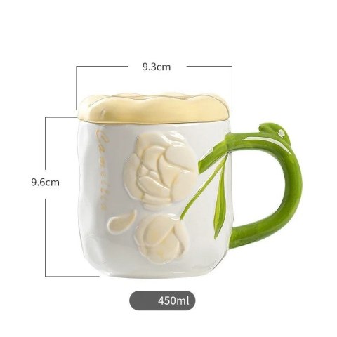 Perłowy Kubek z Pokrywką 450 ml Róże + Pudełko na Prezent KB02ZO Perłowy Kubek z Pokrywką 450 ml Róże + Pudełko na Prezent KB02ZO
