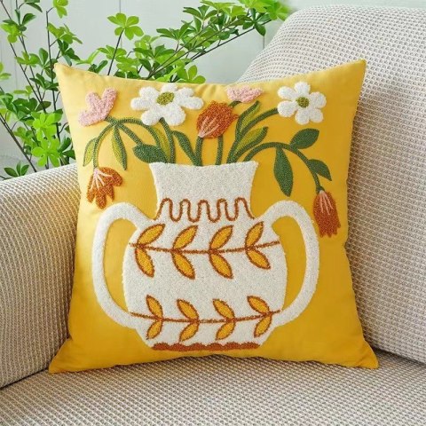 Poszewka na poduszkę 45 x 45 cm dzbanuszek z kwiatami BUKIET POD146 Poszewka na poduszkę 45 x 45 cm dzbanuszek z kwiatami BUKIET POD146