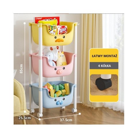 Plastikowy regał na kółkach szafka dziecięca ZWIERZĄTKA 85x37,5x25,5cm PO18KOL Plastikowy regał na kółkach szafka dziecięca ZWIERZĄTKA 85x37,5x25,5cm PO18KOL