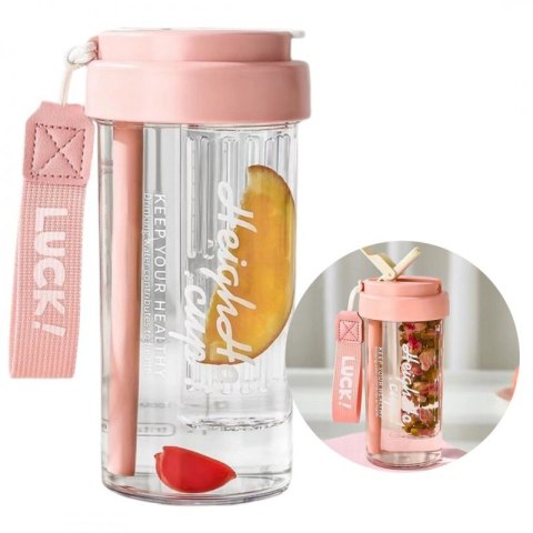 Butelka na wodę z koszyczkiem i słomką 600 ML Simple BD32R Butelka na wodę z koszyczkiem i słomką 600 ML Simple BD32R