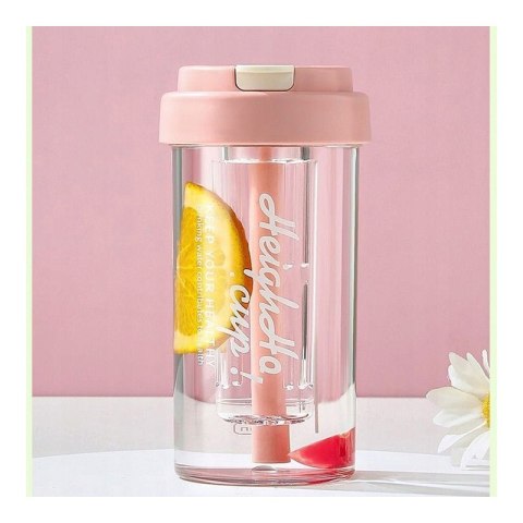 Butelka na wodę z koszyczkiem i słomką 600 ML Simple BD32R Butelka na wodę z koszyczkiem i słomką 600 ML Simple BD32R