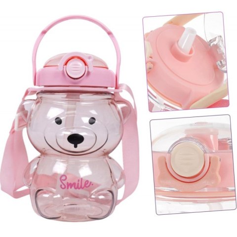 Butelka na wodę z uchwytem SWEET BEAR PINK 1000 ML BD27 Butelka na wodę z uchwytem SWEET BEAR PINK 1000 ML BD27