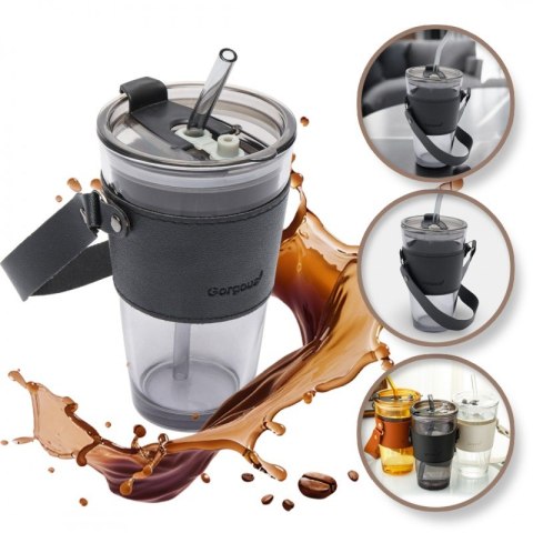 Kubek z kolorowego szkła na Kawę Herbatę ze słomką i zamknięciem 450 ML CUP09GRAF Kubek z kolorowego szkła na Kawę Herbatę ze słomką i zamknięciem 450 ML CUP09GRAF