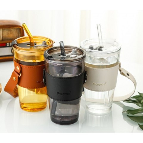 Kubek z kolorowego szkła na Kawę Herbatę ze słomką i zamknięciem 450 ML CUP09GRAF Kubek z kolorowego szkła na Kawę Herbatę ze słomką i zamknięciem 450 ML CUP09GRAF