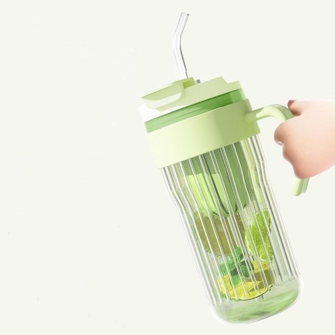 Kubek z ryflowanego szkła na Kawę Herbatę ze słomką, sitkiem i zamknięciem 550 ML CUP12FIO Kubek z ryflowanego szkła na Kawę Herbatę ze słomką, sitkiem i zamknięciem 550 ML CUP12FIO