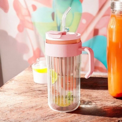 Kubek z ryflowanego szkła na Kawę Herbatę ze słomką, sitkiem i zamknięciem 550 ML CUP12R Kubek z ryflowanego szkła na Kawę Herbatę ze słomką, sitkiem i zamknięciem 550 ML CUP12R