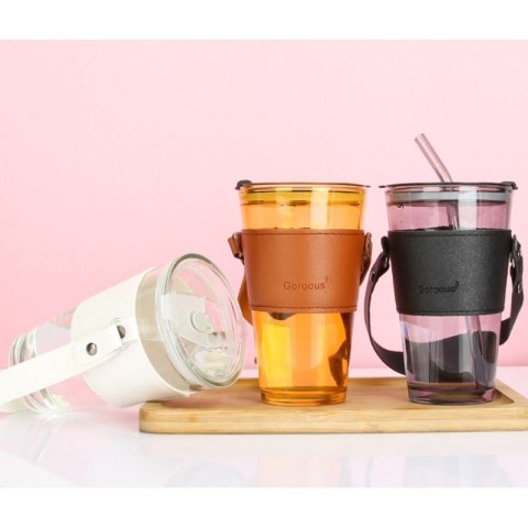 Kubek ze szkła na Kawę Herbatę ze słomką i zamknięciem 450 ML CUP09B Kubek ze szkła na Kawę Herbatę ze słomką i zamknięciem 450 ML CUP09B