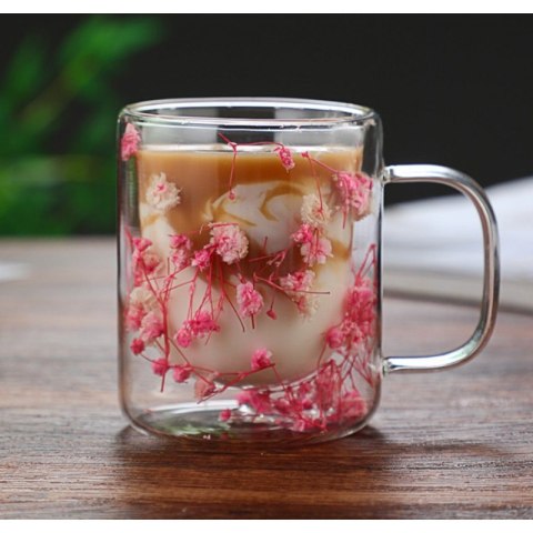 Szklanka termiczna z kwiatami w środku, róż - 200 ml 1szt SZK133 Szklanka termiczna z kwiatami w środku, róż - 200 ml 1szt SZK133