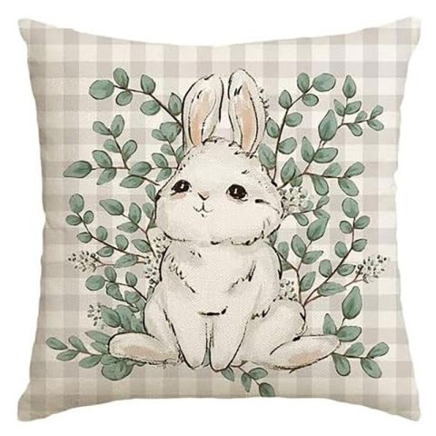 Lniana poszewka na poduszkę 45 x 45 cm motyw wiosenny KRÓLICZEK POD227 Lniana poszewka na poduszkę 45 x 45 cm motyw wiosenny KRÓLICZEK POD227