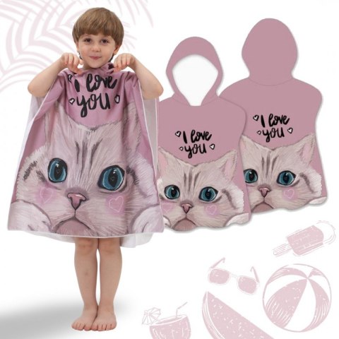 RĘCZNIK PLAŻOWY Peleryna dziecięca I LOVE YOU kotek 60 x 60cm PEL02WZ2 RĘCZNIK PLAŻOWY Peleryna dziecięca I LOVE YOU kotek 60 x 60cm PEL02WZ2