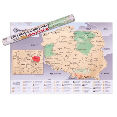 Mapa Odkrywcy Polska zdrapka PODRÓŻNIKA prezent Mapa Odkrywcy Polska zdrapka PODRÓŻNIKA prezent