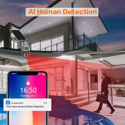 4G SIM Card Solar Camera Dual Lens Outdoor 8MP 4K Low Power Battery IP Camera PIR Detection V380 Pro CCTV Security Protection 4G SIM Card Solar Camera Dual Lens Outdoor 8MP 4K Low Power Battery IP Camera PIR Detection V380 Pro CCTV Security Protection