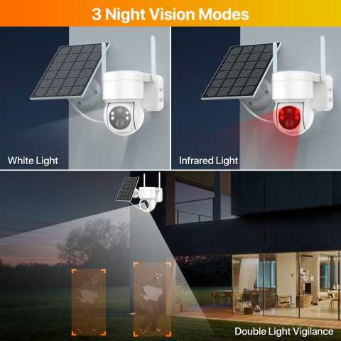 Wbudowana bateria WiFi kamera PTZ 4MP HD zewnętrzna bezprzewodowa kamera IP na energię słoneczną 1080P kamera monitorująca wideo długi czas czuwania iCSee Wbudowana bateria WiFi kamera PTZ 4MP HD zewnętrzna bezprzewodowa kamera IP na energię słoneczną 1080P kamera monitorująca wideo długi czas czuwania iCSee