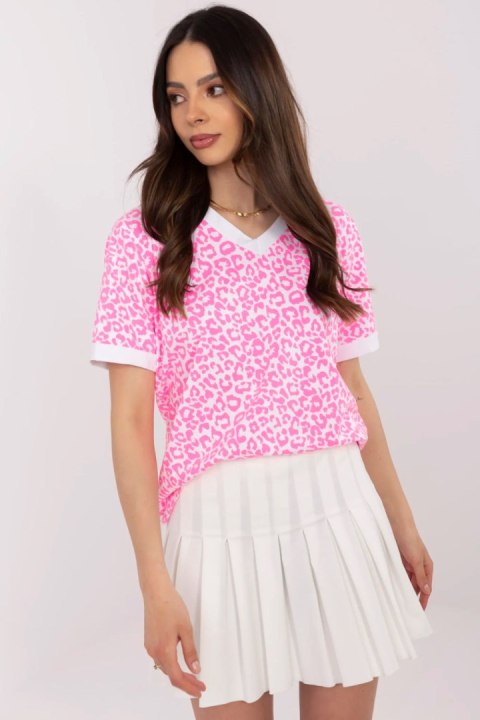 Bluzka Model MI-BZ-M6312.22 Fluo Pink - Italy Moda Bluzka Model MI-BZ-M6312.22 Fluo Pink - Italy Moda