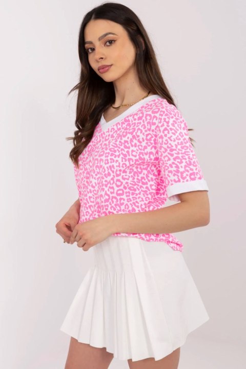Bluzka Model MI-BZ-M6312.22 Fluo Pink - Italy Moda Bluzka Model MI-BZ-M6312.22 Fluo Pink - Italy Moda