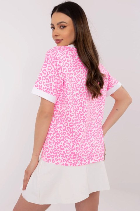 Bluzka Model MI-BZ-M6312.22 Fluo Pink - Italy Moda Bluzka Model MI-BZ-M6312.22 Fluo Pink - Italy Moda